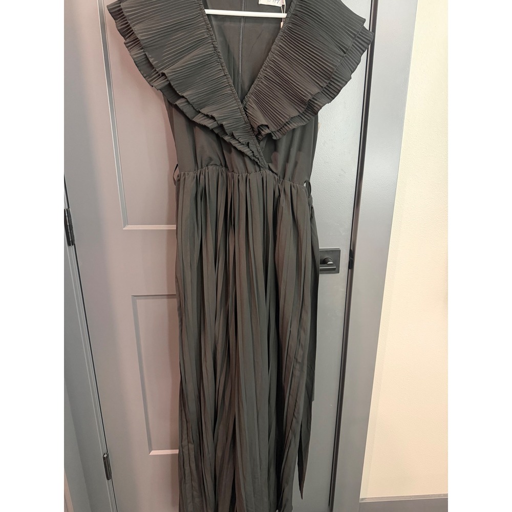 Proud Poppy Lily Jumpsuit Women US 2 Black Pleated Ruffle Wide Leg JS02-PP-BLK-6